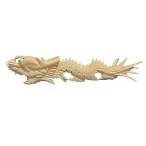 Antique Whimsical Victorian Hand Carved Oriental Ivory Dragon Brooch